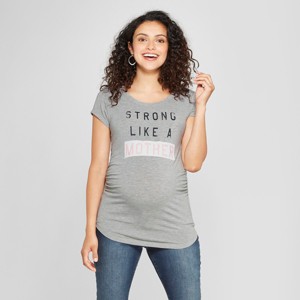 Maternity Strong Like A Mother Short Sleeve Graphic T-Shirt - Grayson Threads Light Heather Gray XL, Women