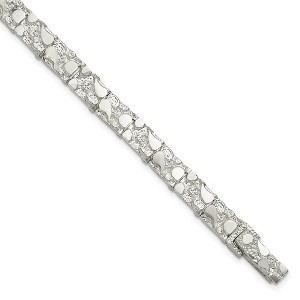 Black Bow Jewelry 7mm Sterling Silver Nugget Link Bracelet, 7 Inch - 1 of 4
