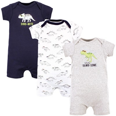 Hudson Baby Infant Boys Cotton Rompers, Cool Dinosaurs
