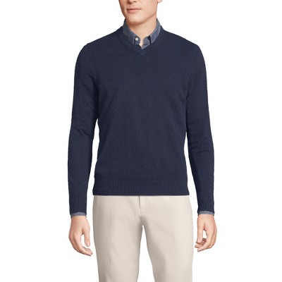 Lands' End Men's Fine Gauge Cashmere V-neck Sweater