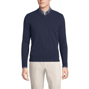 Lands' End Men's Fine Gauge Cashmere V-neck Sweater - 1 of 4