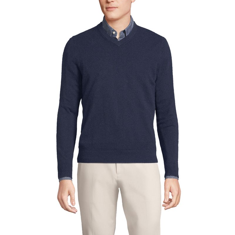 Lands' End Men's Fine Gauge Cashmere V-neck Sweater, 1 of 5