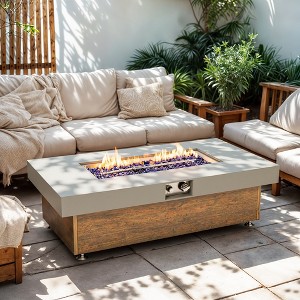 Racxily 48_inch Iron Fire Pit Table with Wood Grain - 1 of 4