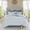 TopComfy Bedding Sets 8 Piece Cotton Floral Printed Reversible Comforter Set Queen Cotton Fabric Floral For Bedrooms, Blue, 23.62"*18.9"*13.39" - 2 of 4
