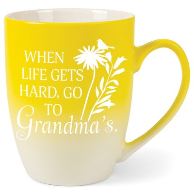 Elanze Designs When Life Gets Hard, Go To Grandma'S Two Toned Ombre Matte Yellow and White 12 ounce Ceramic Stoneware Coffee Cup Mug