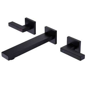 BWE Two-Handle Wall Mounted Bathroom Faucet in Matte Black - 1 of 4