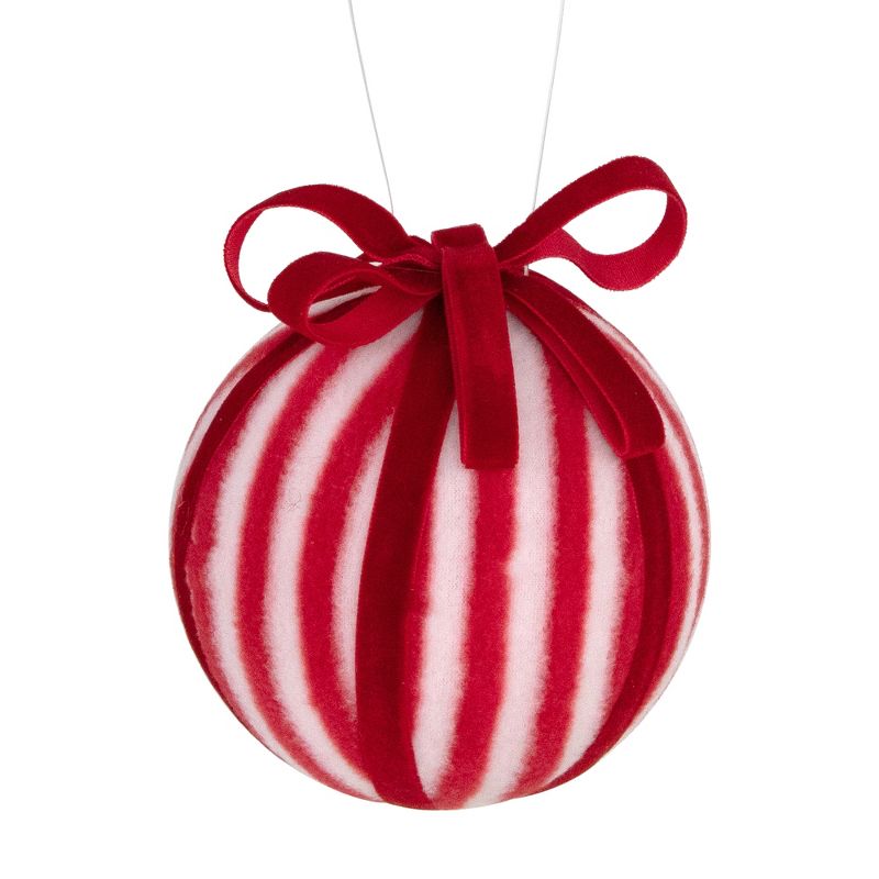 Northlight Red and White Striped Candy Cane Christmas Ball Ornament 4" (100mm), 1 of 5