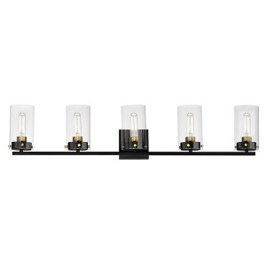 Maxim Lighting Pinn 5 - Light Vanity in  Black/Satin Brass - 1 of 4