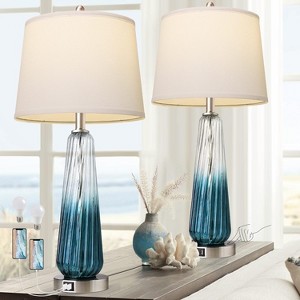 ROTTOGOON 27.5" Modern Glass Table Lamps Set of 2 with Touch Control & USB A+C Ports, 3-Way Dimmable Nightstand Lamp for Living Room Bedrooms - 1 of 4