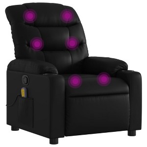 vidaXL Black Faux Leather Massage Recliner Chair-Elderly Reclining Armchair with Manual Adjustment-USB-Powered Vibrating Massage - 1 of 4