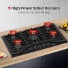 GASLAND PRO GH2365SF 36-Inch 5-Burner Built-in Gas Cooktop, NG/LPG Convertible, Black Enamel - 2 of 4