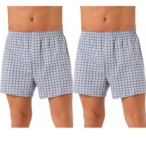 INSPIRE CHIC Men's 2 Pack Classic Elastic Waistband Plaid Pattern Boxer Shorts - 1 of 4