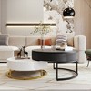 NicBex Modern Round Coffee Table with Lift Top,Nesting Coffee Tables Set with 2 Drawers,Adjustable Height Center Table for Living Room,White+Black - 3 of 4