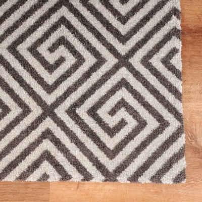 Charcoal Gray Geometric Rubber Backed Indoor/Outdoor Doormat