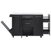 YOOCOZZ Rolling Kitchen Island, Drop Leaf, Tilt Trash Can Cabinet+Pull Out Organizer, 2 Drawers+1 Door - 3 of 4