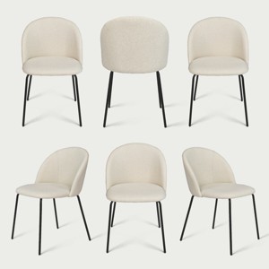 Set Of 6 Nano Upholstered Fabric Side Chair Black Leg -Maison Boucle - 1 of 4