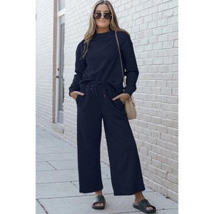 I am a Fashion Junky Double Take Full Size Textured Long Sleeve Top and Drawstring Pants Set - 1 of 4