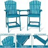 Outdoor Adirondack Barstools with Connecting Tray, Tall Adirondack Chairs Bar Chairs, Bar Height Adirondack Chairs Set of 2 - 4 of 4
