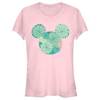 Juniors Womens Mickey & Friends Succulent Mickey Mouse Logo T-Shirt