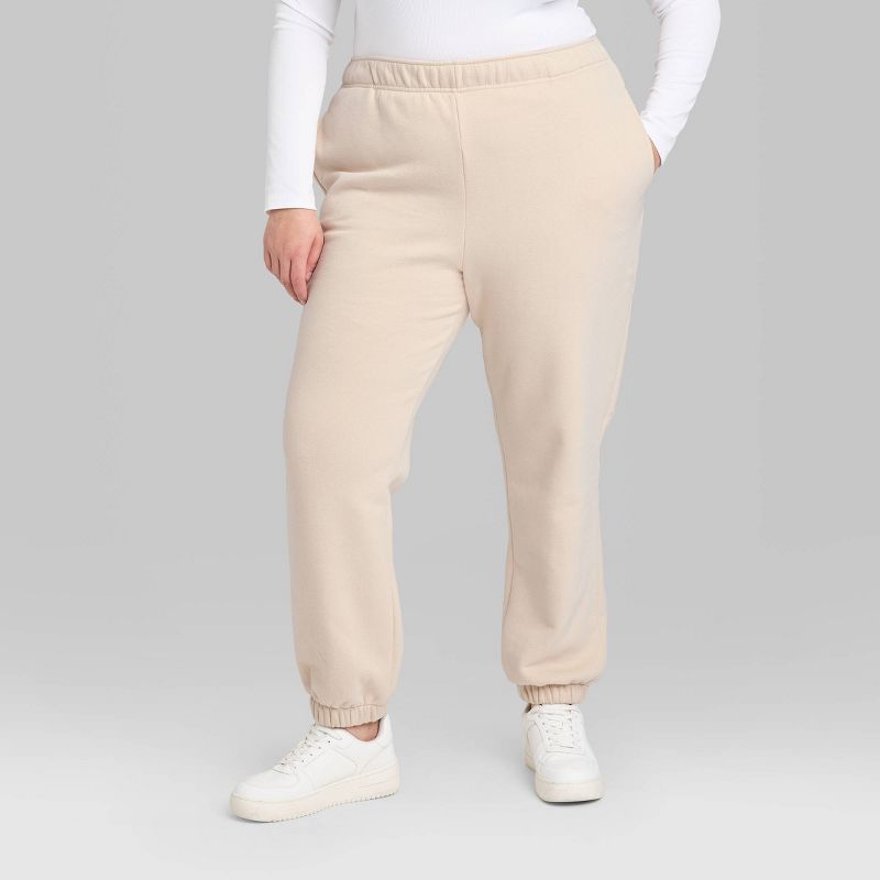 Women's High-Rise Tapered Perfect Sweatpants - Wild Fable™ Oatmeal, 3 of 5