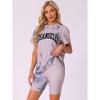 INSPIRE CHIC Women's Tie Dye Round Neck Top with Biker Shorts Loungewear Set - 2 of 4