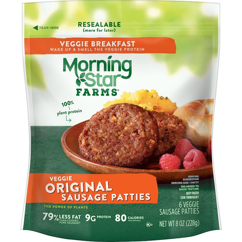 Morningstar Farms Veggie Breakfast Original Sausage Frozen Patties - 8oz, 5 of 11