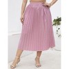 Clearlove Plus Size Pleated Skirt Women's Elastic Waist Boho  Midi Skirts with Pockets - 2 of 4