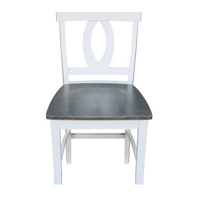 White and Heather Gray Wood Counter Height Stool with Splat Back