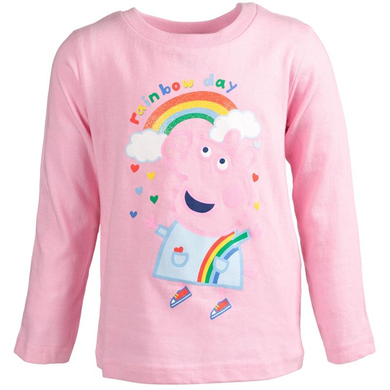 Peppa Pig 2 Pack Long Sleeve Graphic T-Shirts Navy Blue / Pink, 3 of 8