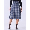 INSPIRE CHIC Women's Plaid High Elastic Waist Vintage Fall A-Line Midi Skirt - 4 of 4