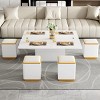 Modern Lift-Top Coffee Table with Storage Stools,Folding Coffee Table Set with Hidden Drawers,MDF Coffee Table  for Living Room-Cuddlewood - 2 of 4
