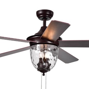 Warehouse Of Tiffany Josalie Brown 52" 3-Light Lighted Fan Two-Color Blades Reversible with Remote Control - 1 of 3