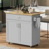 NicBex 1 Drawer Rolling Kitchen Island Cart with 2 Cabinets and Shelf Tower Racks,Kitchen Island on Wheels with Storage,Island Table for Kitchen - 2 of 4