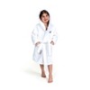 Personalized Linum Kids 100% Polyester SUPER PLUSH Double Brushed Hooded Bathrobe in Navy Script Font - 4 of 4