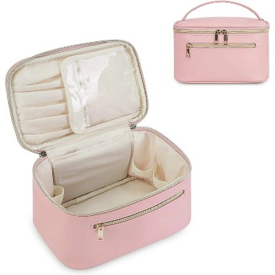 LunaLulinlk Makeup Bag, Travel Make Up Organizer Cosmetic Brush Bags Case for Women, Pink