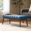 CAVINAS Mid-Century Tufted Ottoman Bench, Upholstered Fabric Accent Stool with Rubberwood Legs, Entryway Benches - 4 of 4
