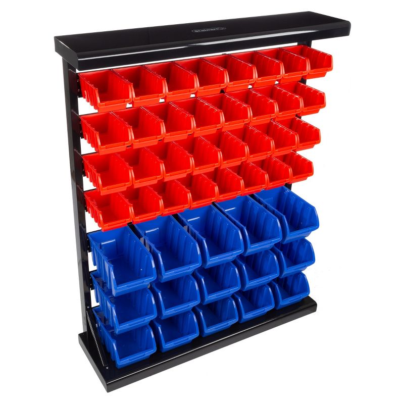 47 Bin Tool Organizer ? Wall Mountable Container with Removable Drawers for Garage Organization and Storage by Stalwart (Red/Blue), 1 of 7
