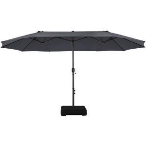 Tangkula 15FT Double-Sided Twin Patio Umbrella with Base Extra-Large Market Umbrella - 1 of 4