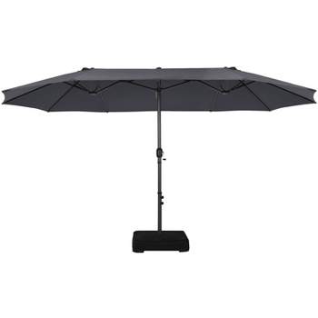 Tangkula 15FT Double-Sided Twin Patio Umbrella with Base Extra-Large Market Umbrella