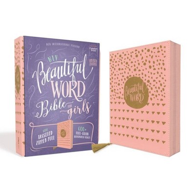 Niv, Beautiful Word Bible for Girls, Updated Edition, Leathersoft, Zippered, Pink, Red Letter, Comfort Print - by  Zondervan (Leather Bound)