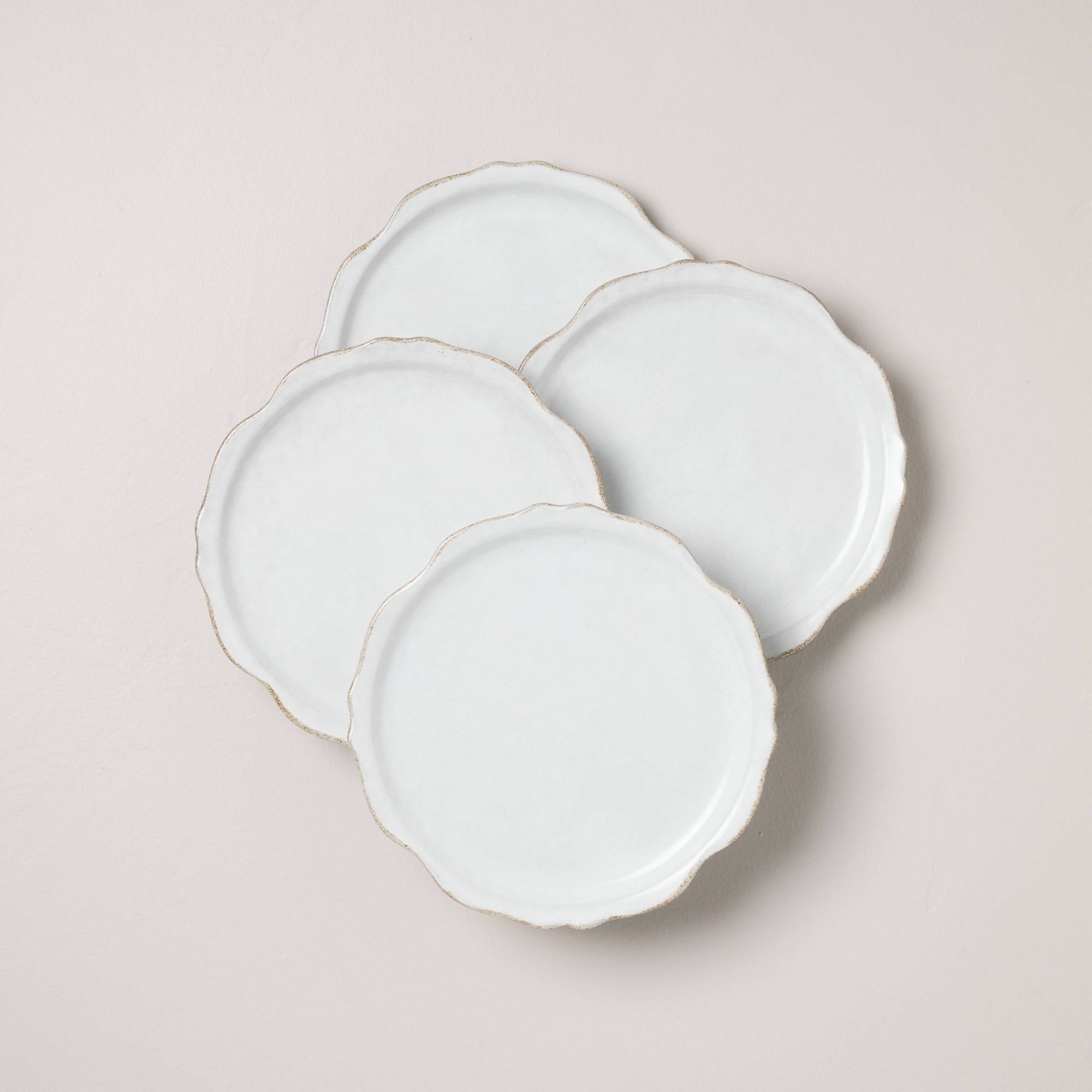 Set of 4 Carved Edge Salad Plates Cream - Hearth & Hand™ with Magnolia