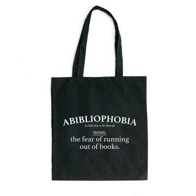 City Creek Prints Running Out Of Books Canvas Tote Bag - 15x16 - Black