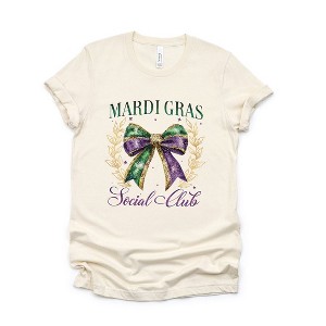 Simply Sage Market Women's Coquette Mardi Gras Social Club Short Sleeve Graphic Tee - 1 of 4