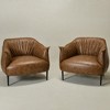 KINWELL 33" Wide Faux Vegan Leather Upholstery Barrel Chair with Metal Legs, Set of 2 - 2 of 4
