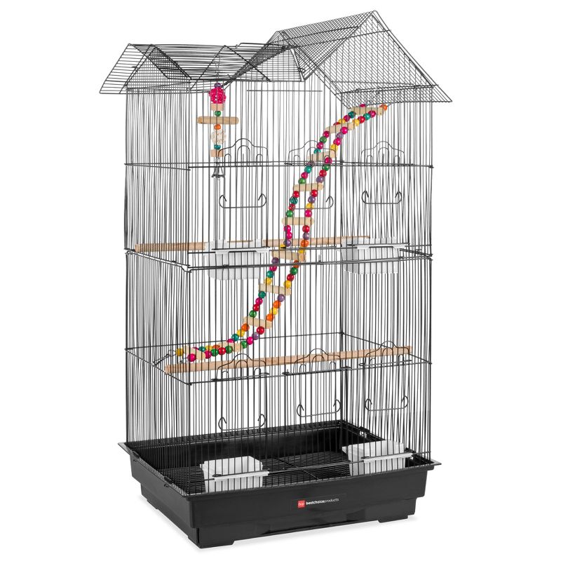Best Choice Products 36in Indoor/Outdoor Iron Bird Cage for Parrot, Lovebird w/ Removable Tray, 4 Feeders, 2 Toys, 1 of 8