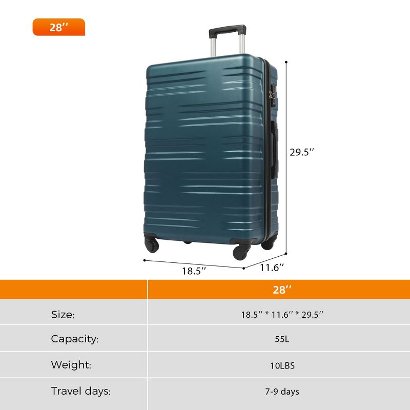 20"/24"/28" Luggage,  ABS Hardside Suitcase with Spinner Wheels and TSA Lock-ModernLuxe, 2 of 14