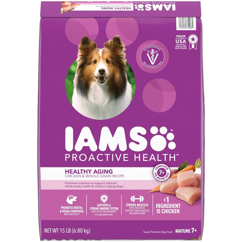 IAMS Healthy Aging Adult Dry Dog Food for Mature and Senior Dogs with Real Chicken, 1 of 9