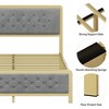 Whizmax Full Size Bed Frame-Upholstered Bed Frame with Button Tufted Headboard,Heavy Duty MetalGray+Gold) - 4 of 4