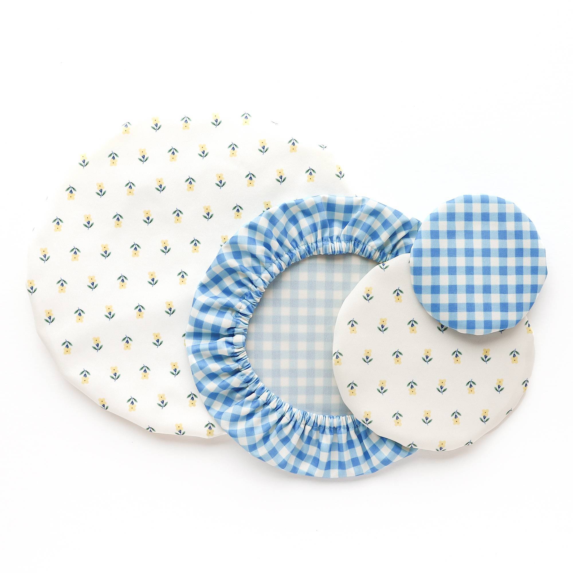 Esembly Bowl Caps Waterproof - Washable Reusable Food Storage Lids - Buds/Gingham