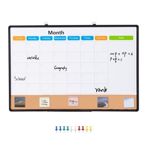 VEVOR 36"x 24" Monthly Calendar Whiteboard & Cork Board Combo with Aluminum Frame – 2-in-1 Magnetic Dry Erase Bulletin Board for Wall Mount - 1 of 4